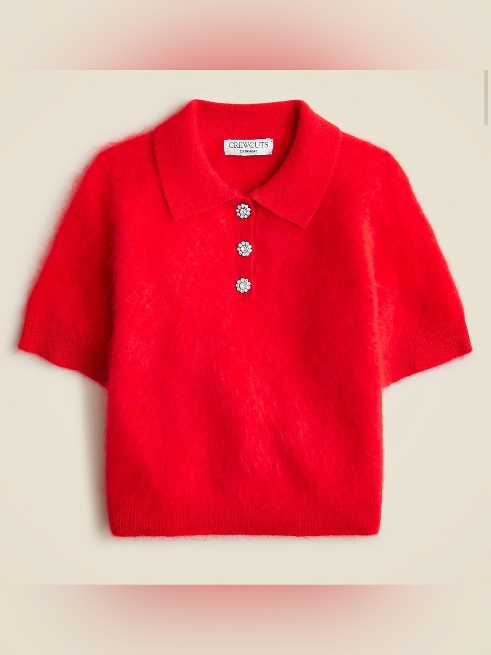 NWOT Jcrew Girls' brushed cashmere polo with jewel buttons